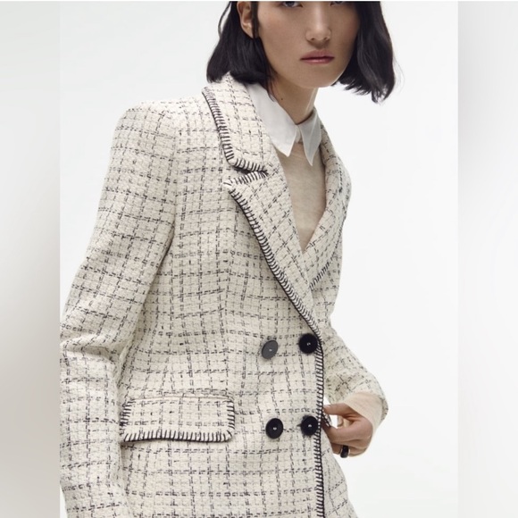 ZARA DOUBLE BREASTED TEXTURED WEAVE JACKET - Picture 10 of 16